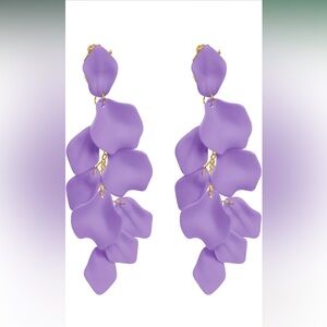 Lilac Petal Statement Drop Earrings Purple